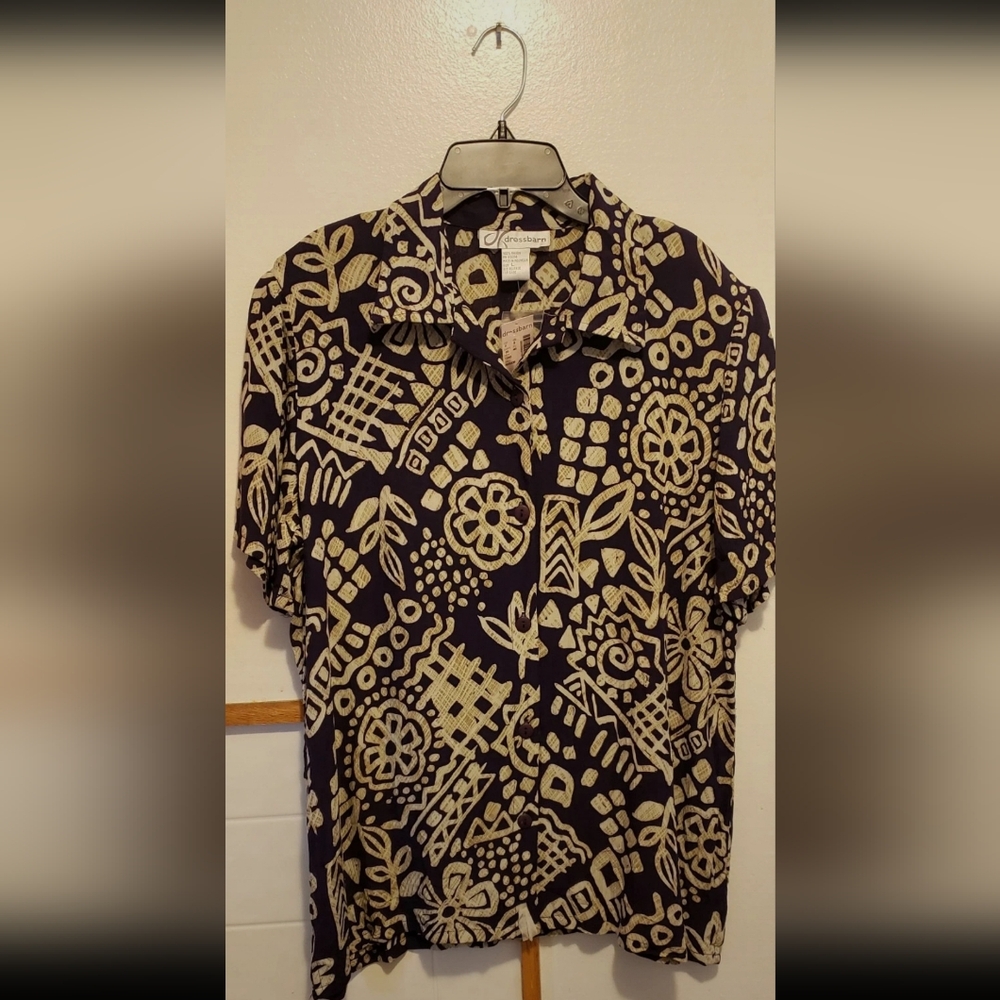 Purple & Tan Short Sleeve Top